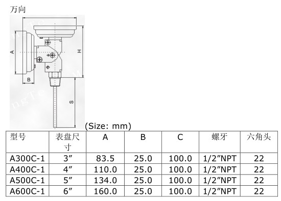 萬向型雙金屬溫度計(jì)結(jié)構(gòu)圖介紹